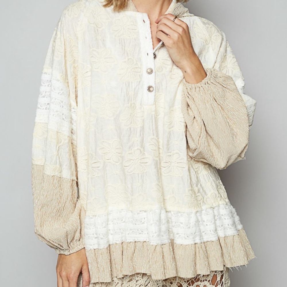 731 ❤️POL OVERSIZED CROCHET HOODED TOP - Picture 3 of 5